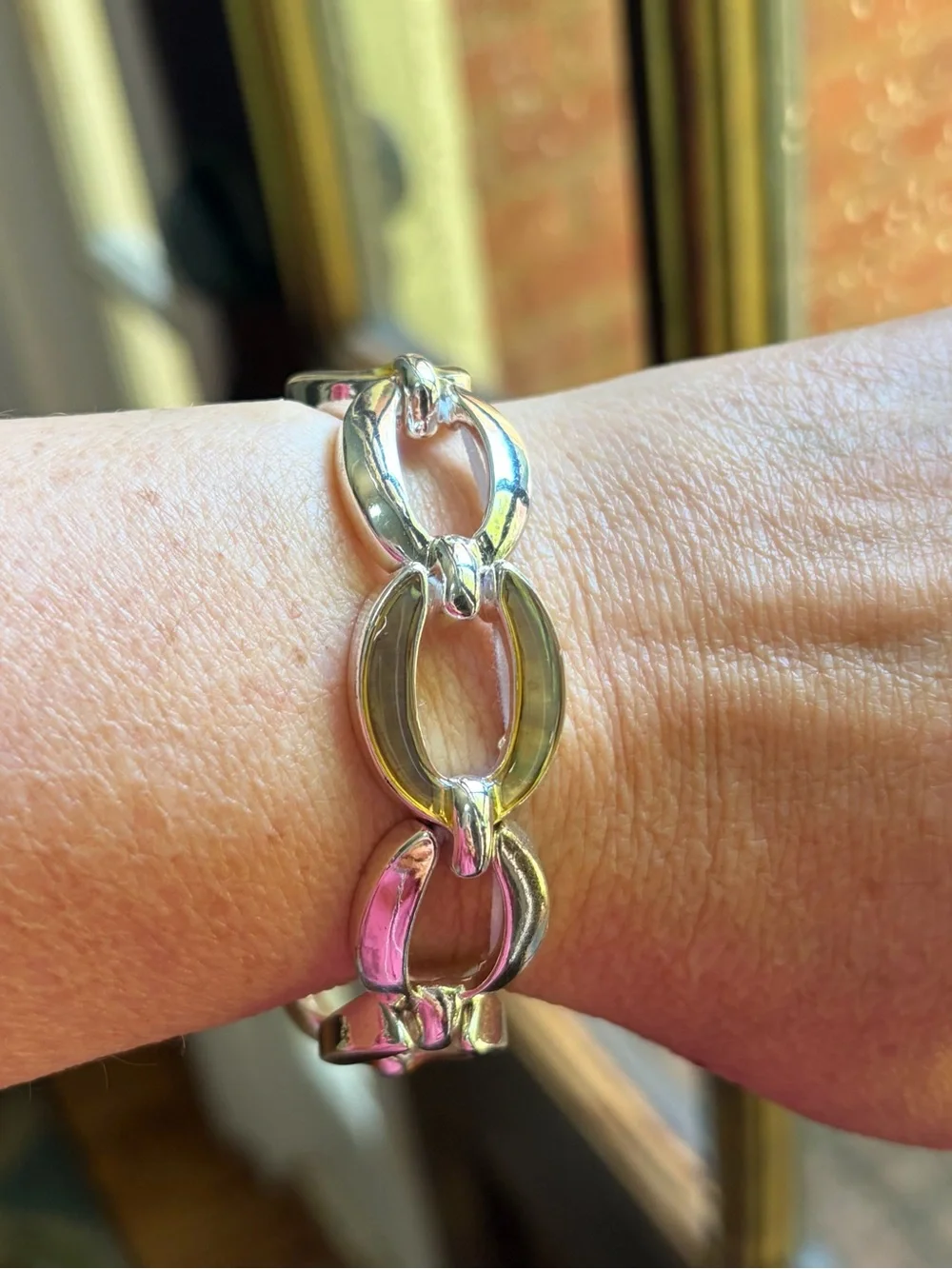 Silver-Tone Link Stretch Bracelet